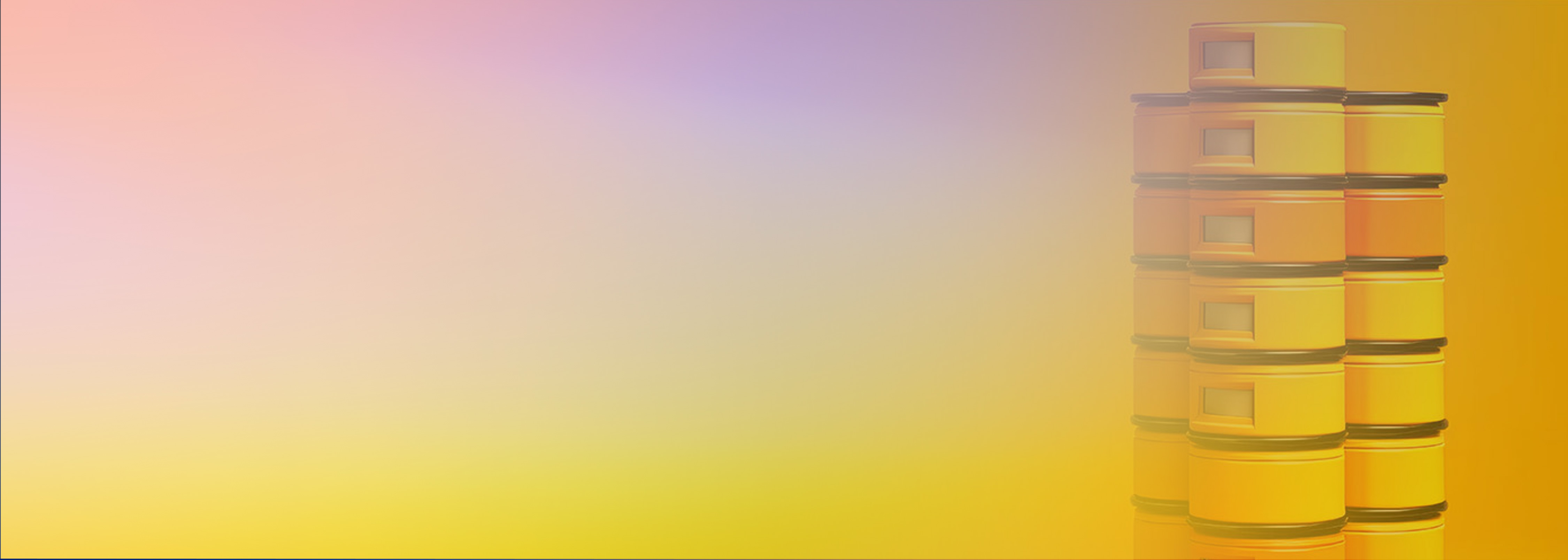 A stylized image featuring a stack of yellow database cylinder icons on the right with a soft pastel gradient background, representing the concept of primary key in Amazon DynamoDB non-relational databases.