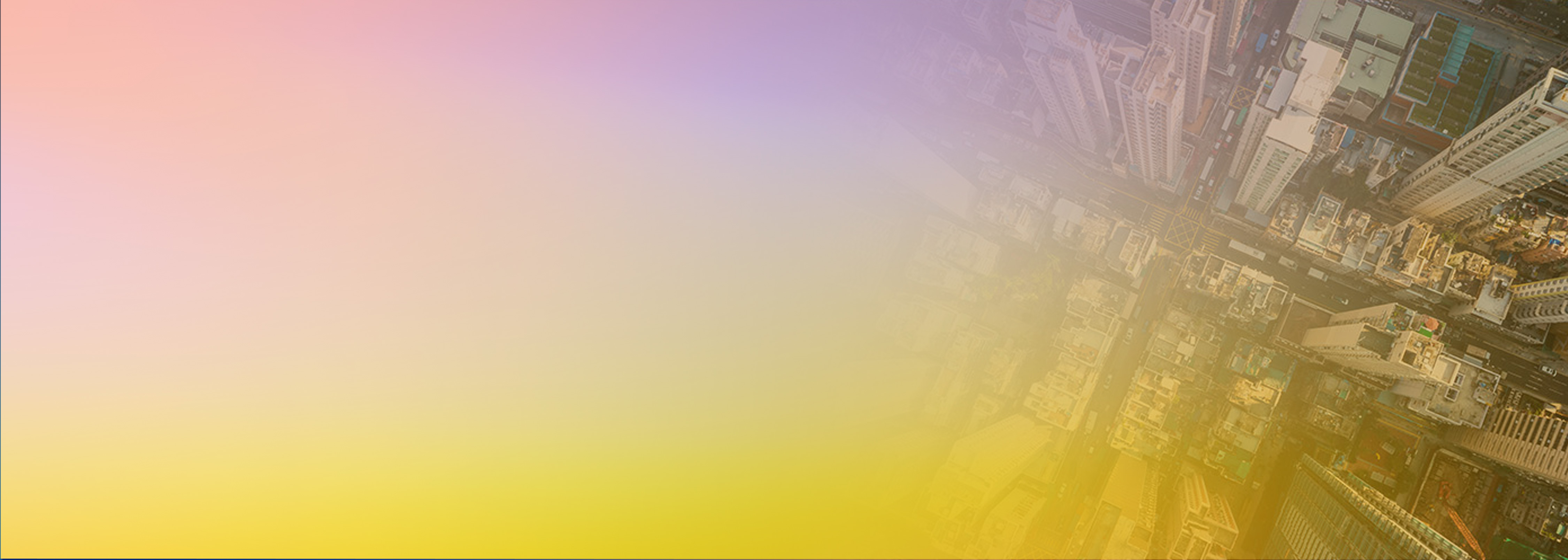 Aerial view of a city with pastel gradient overlay, illustrating a conceptual design theme for IoT Core topics.