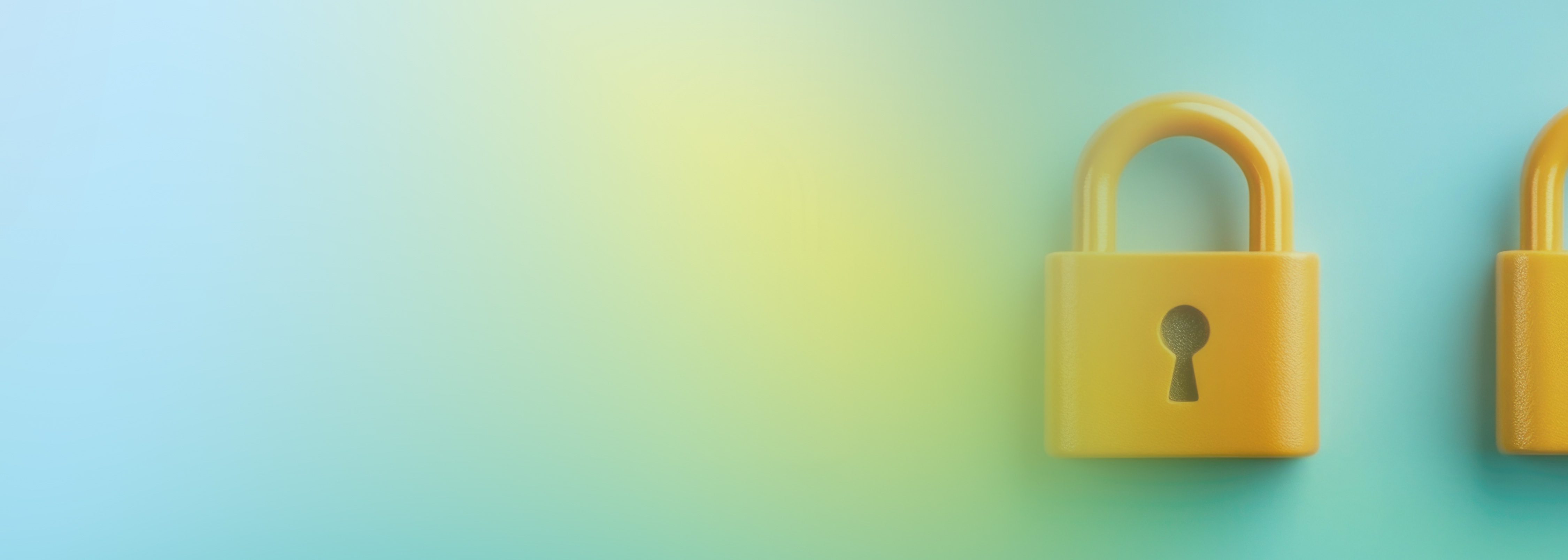 A yellow padlock symbolizing cybersecurity and protection on a gradient blue and yellow background.