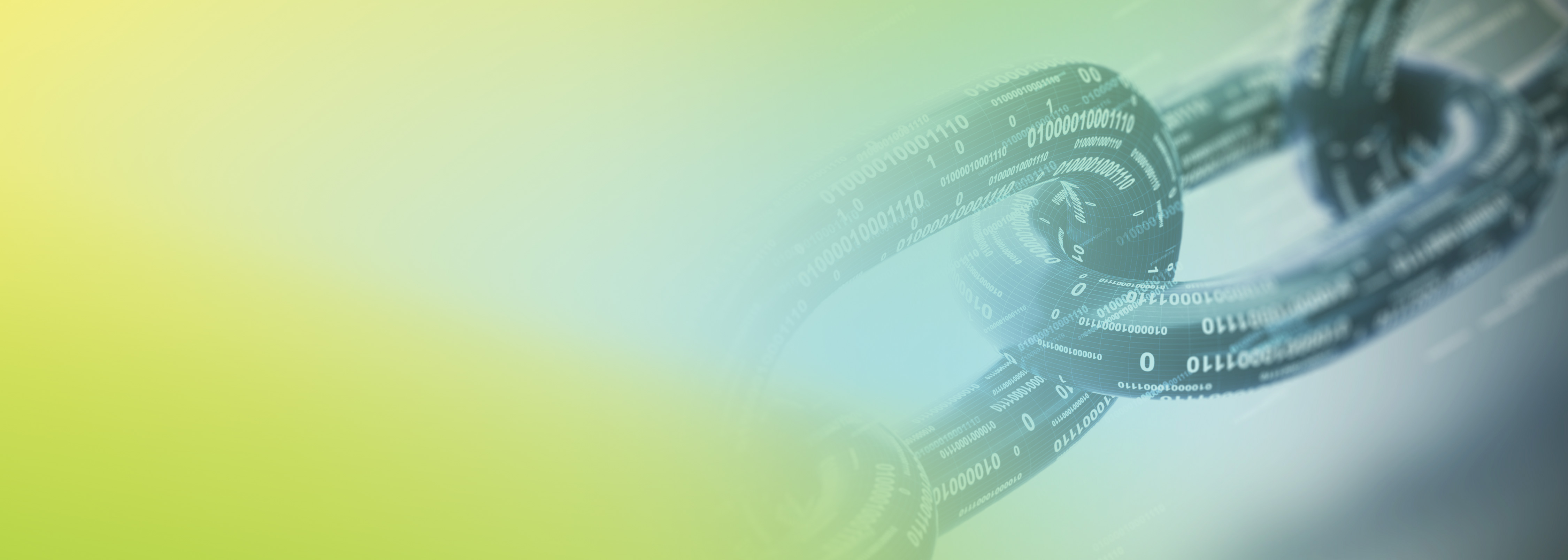 A digital chain composed of binary code overlays and abstract technology graphics, symbolizing secure and automated security operations powered by advanced technology such as Bedrock. The background features a soft gradient blending yellow, green, and blue hues, representing cybersecurity and digital integrity.