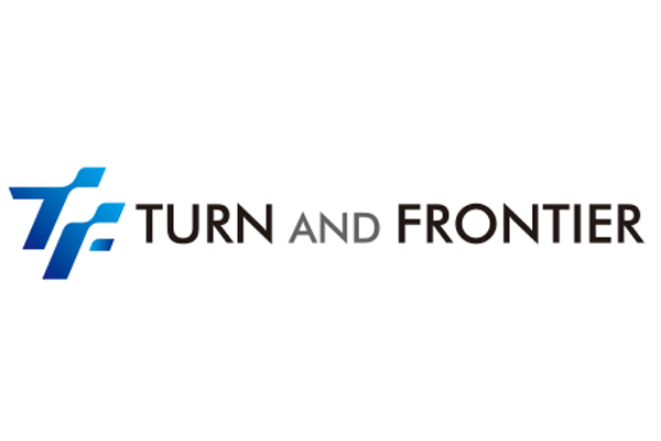 Logo of Turn and Frontier featuring stylized blue initials 'TF' and the company name in black text.