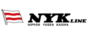 Logo of NYK Line (Nippon Yusen Kaisha), featuring a stylized red and white flag and the company name.