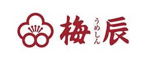 Umeshin company logo in red, featuring stylized Japanese kanji and a plum blossom motif.