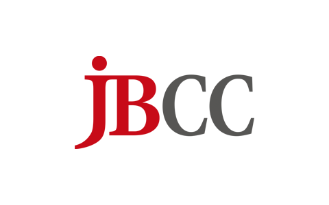 "Logo with a red 'B' and gray 'H' side by side."
