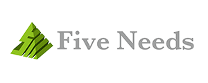 Logo of Five Needs company featuring a green geometric symbol and the text 'Five Needs'.