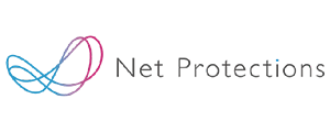 Net Protections logo featuring a multi-colored abstract line design and the company name in text.