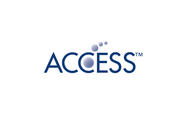 ACCESS company logo with blue text on a white background