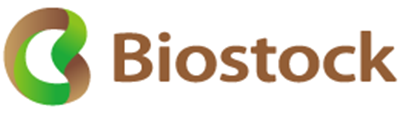 Biostock company logo with stylized green and brown icon and the word 'Biostock' in brown text.