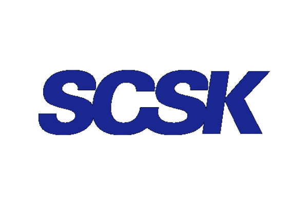 The logo image of SCSK, featuring the company name in bold blue letters on a transparent background.