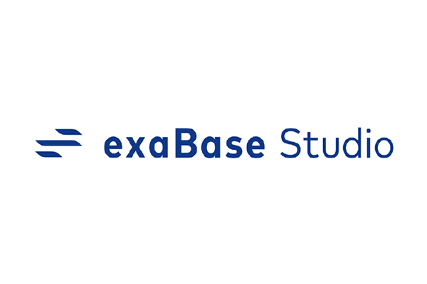 Logo for exaBase Studio featuring a stylized blue icon and the text 'exaBase Studio' on a white background.