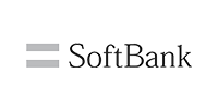 SoftBank company logo, black text with two gray equal lines on a white background.