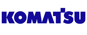 Komatsu logo in blue text on a white background