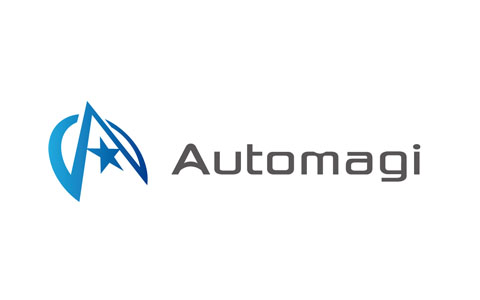 The Automagi company logo featuring a stylized letter 'A' with a star, rendered in blue and gray.