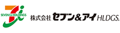 Logo of Seven & i Holdings, featuring stylized text and graphics with both Japanese and English company names.