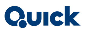 Logo image for Quick, with the word 'Quick' in blue bold letters.