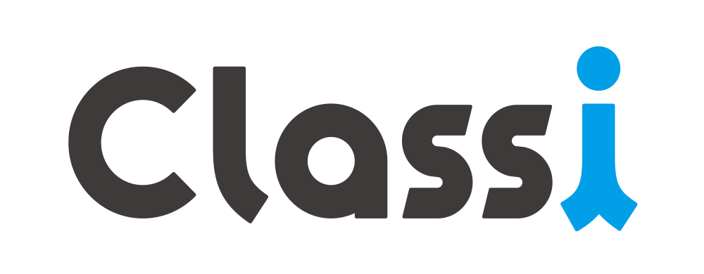Logo for Classi Kabushikigaisha, displaying the word 'Classi' with a stylized blue 'i'.