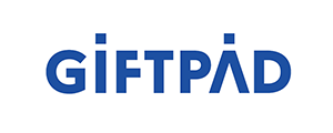 The logo for Giftpad, featuring the company name in blue capital letters on a white background.