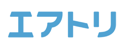 The Airtrip corporate logo in Japanese text, featuring blue katakana characters on a white background.