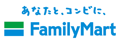 The FamilyMart logo featuring Japanese text above and the FamilyMart name with a green and blue striped symbol.