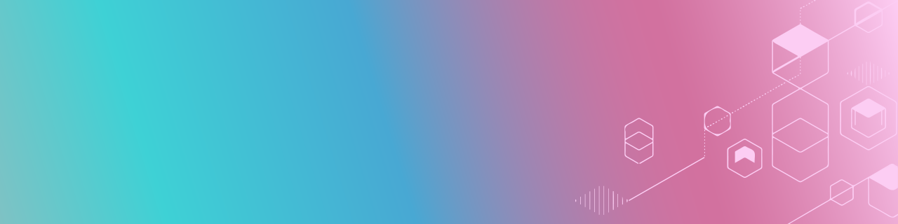 A gradient background banner in blue and pink tones with abstract AWS-themed line icons, used for AWS events in Korea.