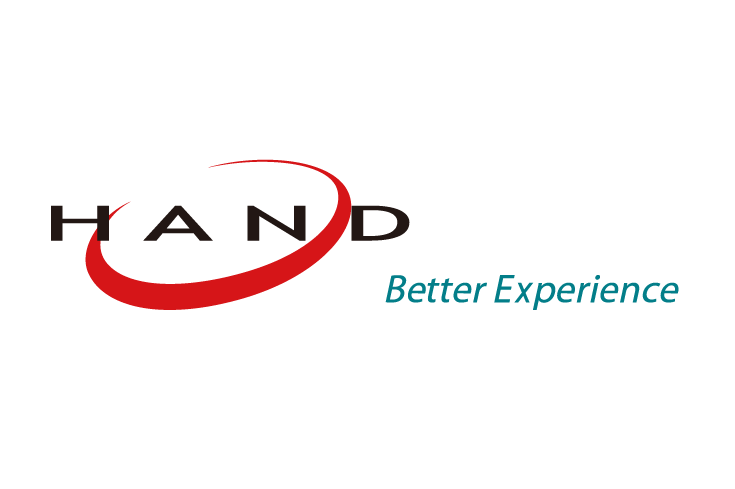Logo of HAND featuring a red swoosh and the text 'HAND Better Experience' on a white background.