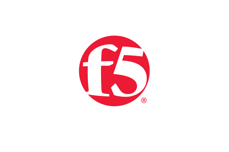 The F5 logo featuring a stylized white 'f5' on a red circle with a white background.