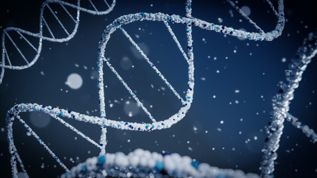 A close-up illustration of a DNA double helix structure, often used to represent genomic research and analysis. Ideal for content related to genomic secondary analysis best practices and bioinformatics solutions.