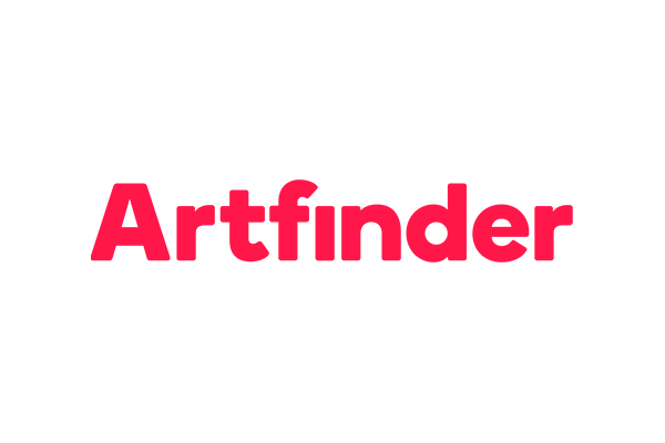 Artfinder logo with red text on a transparent background