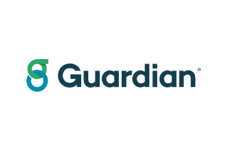 Guardian company logo with stylized 'G' and text in blue and green colors.
