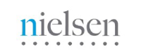 Nielsen logo with the word 'nielsen' in gray and blue letters, and a row of gray dots underneath.