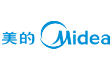 The logo of Midea, featuring Chinese characters and the English word 'Midea' in blue text.