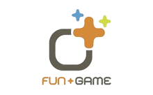 Logo for Fun+Game, featuring a stylized 'G' with plus signs in blue, orange, and green above it and the text 'FUN+GAME' below.