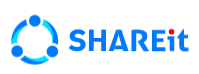 Logo of SHAREit with blue text and circular icon.