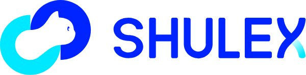 Logo for Shulex featuring a blue cat icon and the brand name 'SHULEX' in stylized blue text.