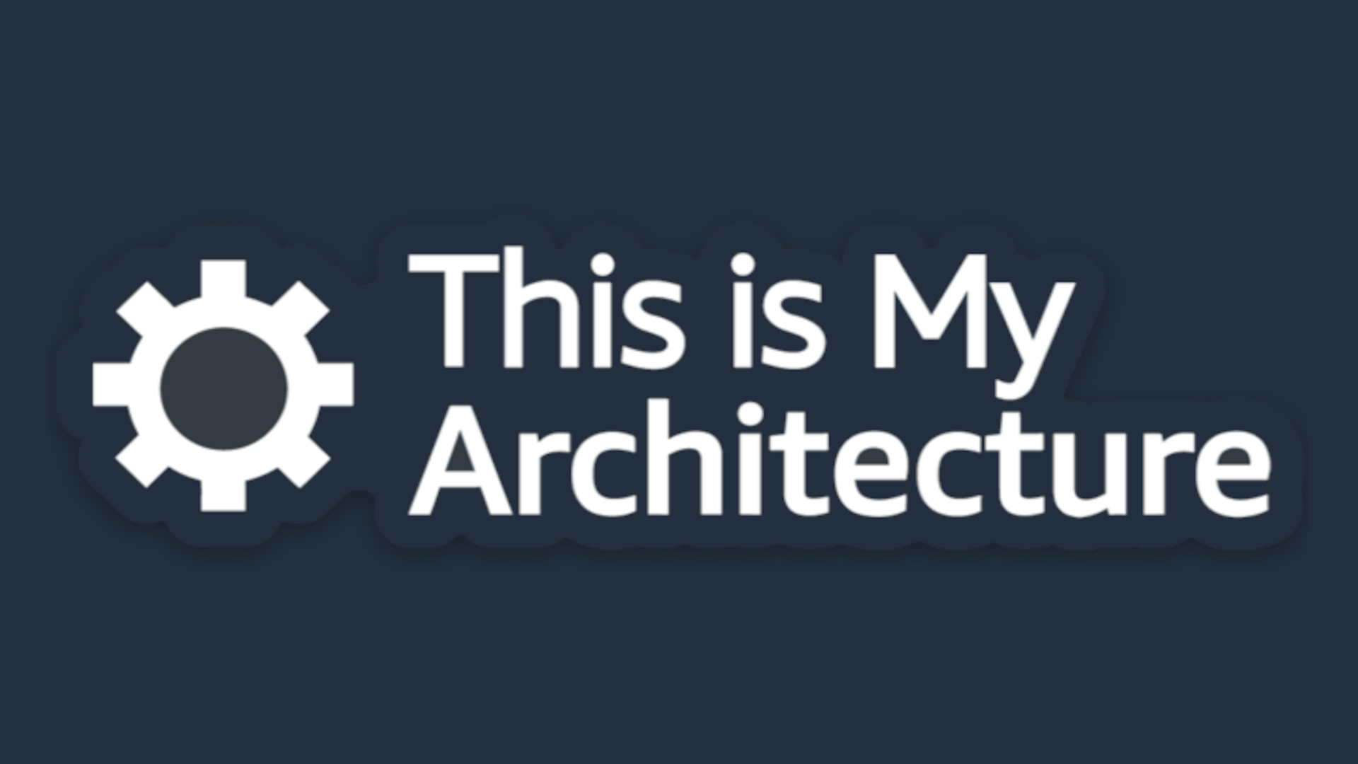 Logo for 'This is My Architecture' featuring a white gear icon and bold white text on a dark background.
