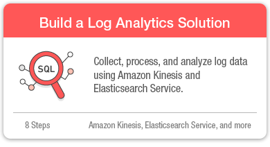 Collect, process, and analyze log data using Amazon Kinesis and Elasticsearch Service. This diagram illustrates the steps to build a log analytics solution with AWS services.