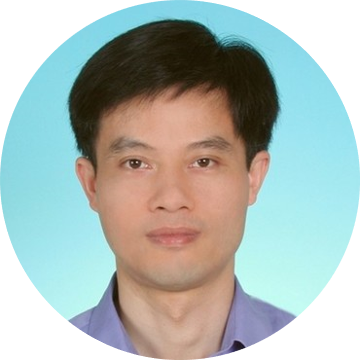 Portrait of an Asian male speaker and NTUST professor against a blue background.