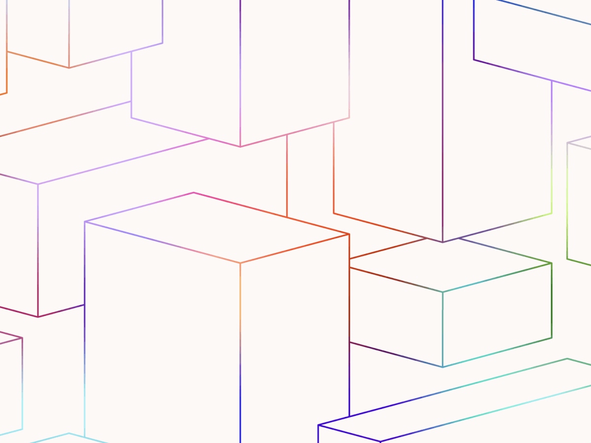 Abstract colorful lines forming squares and rectangles representing AWS Private Marketplace