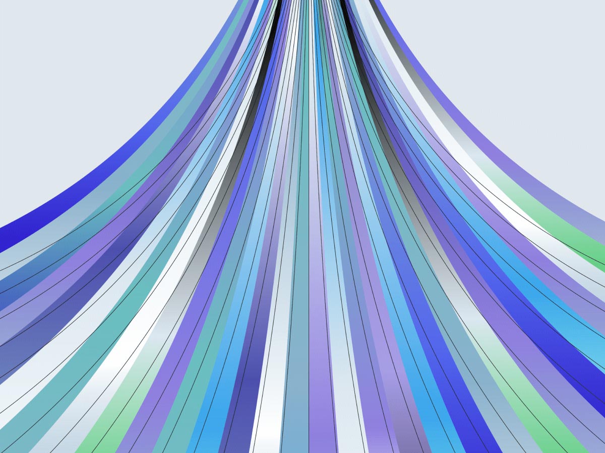 Abstract visual of smooth vertical ribbons curving inward and upward, symbolizing business agility through Infor Marketplace on AWS