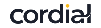Logo of Cordial displayed in black text with a small yellow accent, used for AWS Marketplace, size 350x100 pixels.