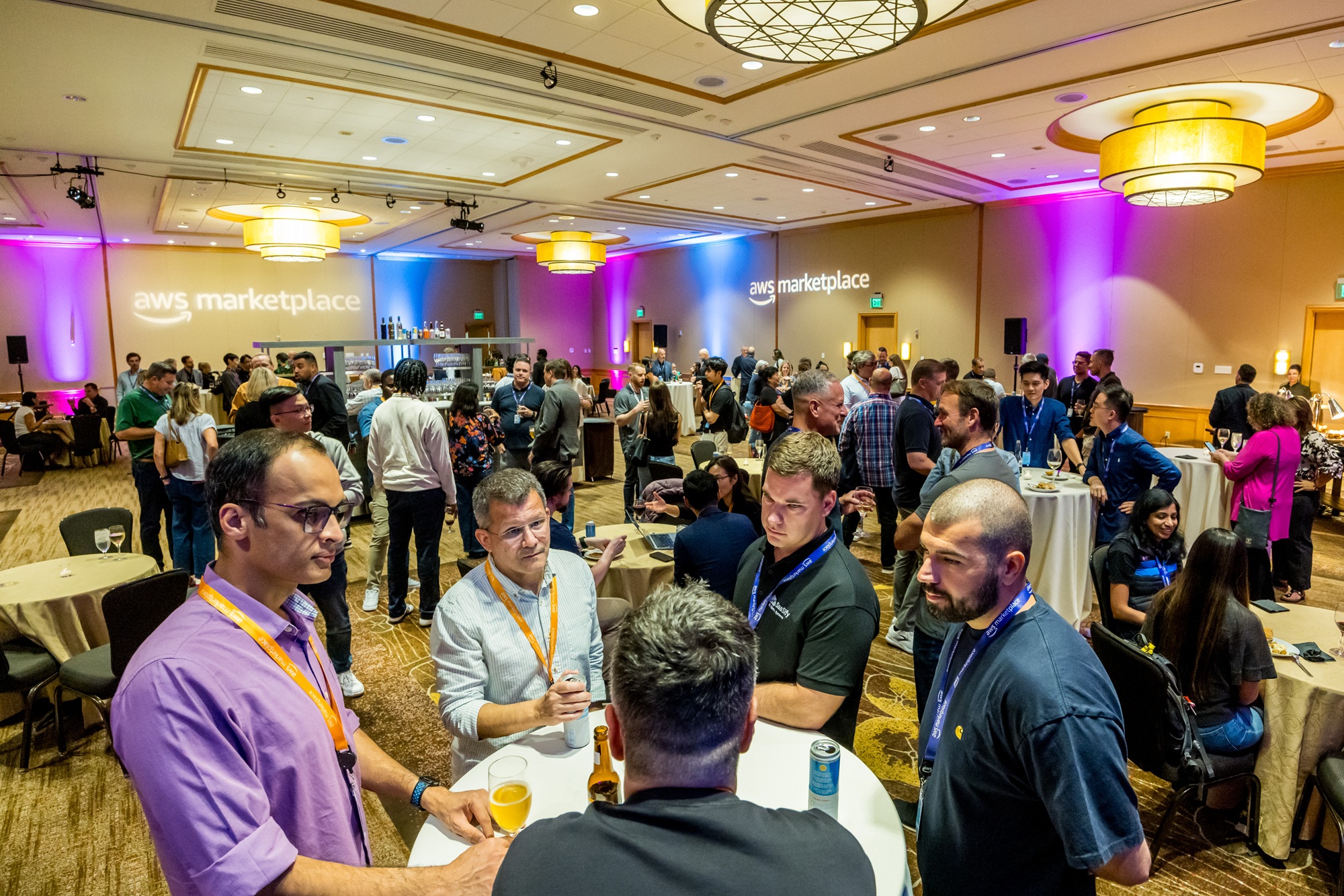 Group of AWS Seller Conference attendees gathered for the Welcome Reception