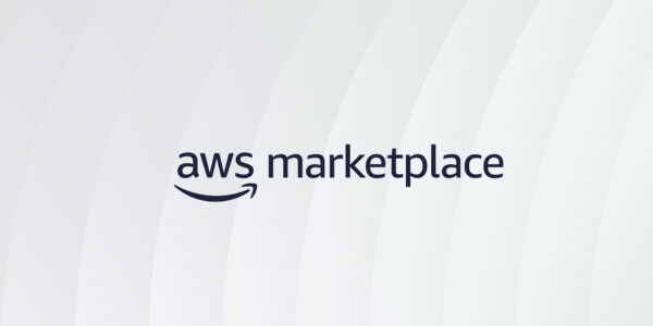 AWS Marketplace logo on a light gray background with subtle arch patterns.