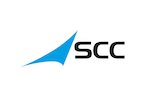 SCC logo featuring a blue abstract shape and black 'SCC' text on a white background.