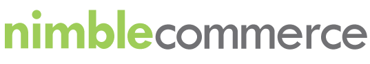 "nimblecommerce logo with 'nimble' in green and 'commerce' in gray."