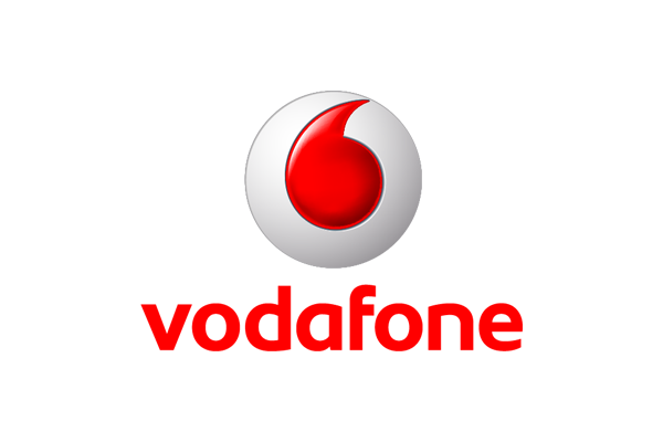 The Vodafone logo, featuring a red and white circular icon above the Vodafone name in bold red letters.