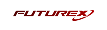 Futurex logo in a red gradient style on a transparent background