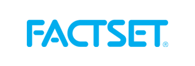 "Factset Logo in blue text."