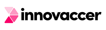 Innovaccer company logo in black text with a pink geometric icon on the left, on a transparent background.