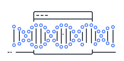 An illustration of a DNA double helix in front of a software window, representing life science or bioinformatics software.