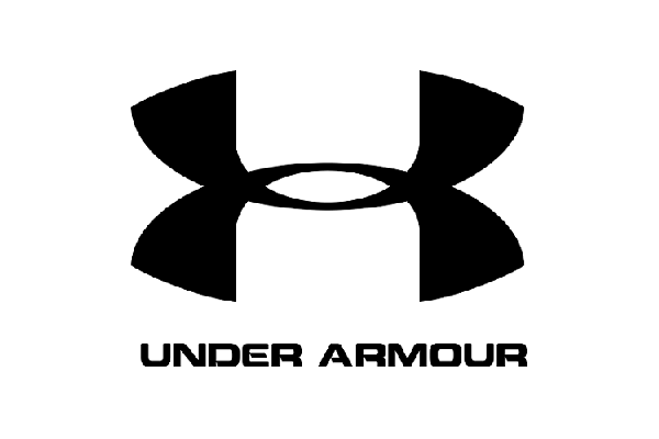 Black and white Under Armour logo with bold text beneath the logo on a white background.